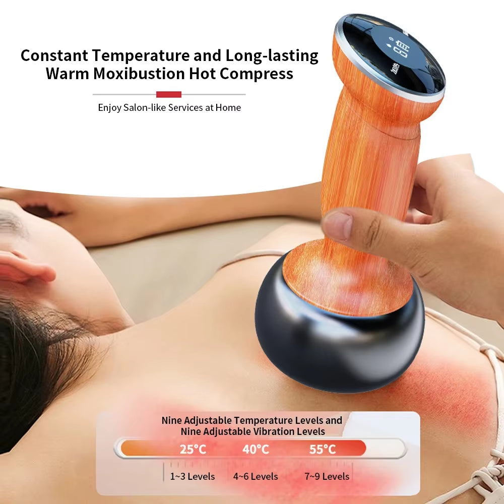 Electric Heating Bian Stone Gua Sha Massager with Hot Compress for Physiotherapy and Body Treatment - Moxibustion Tool for Back and Facial Care