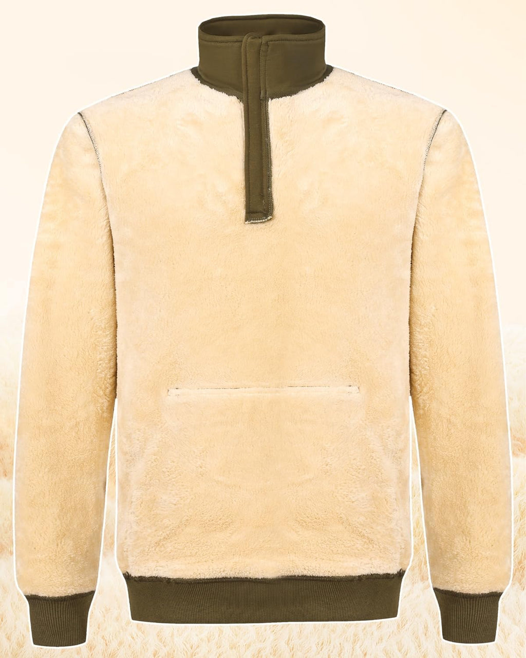 Men's Fleece-Lined Quarter Zip Sweatshirt with Stand Collar and Pocket