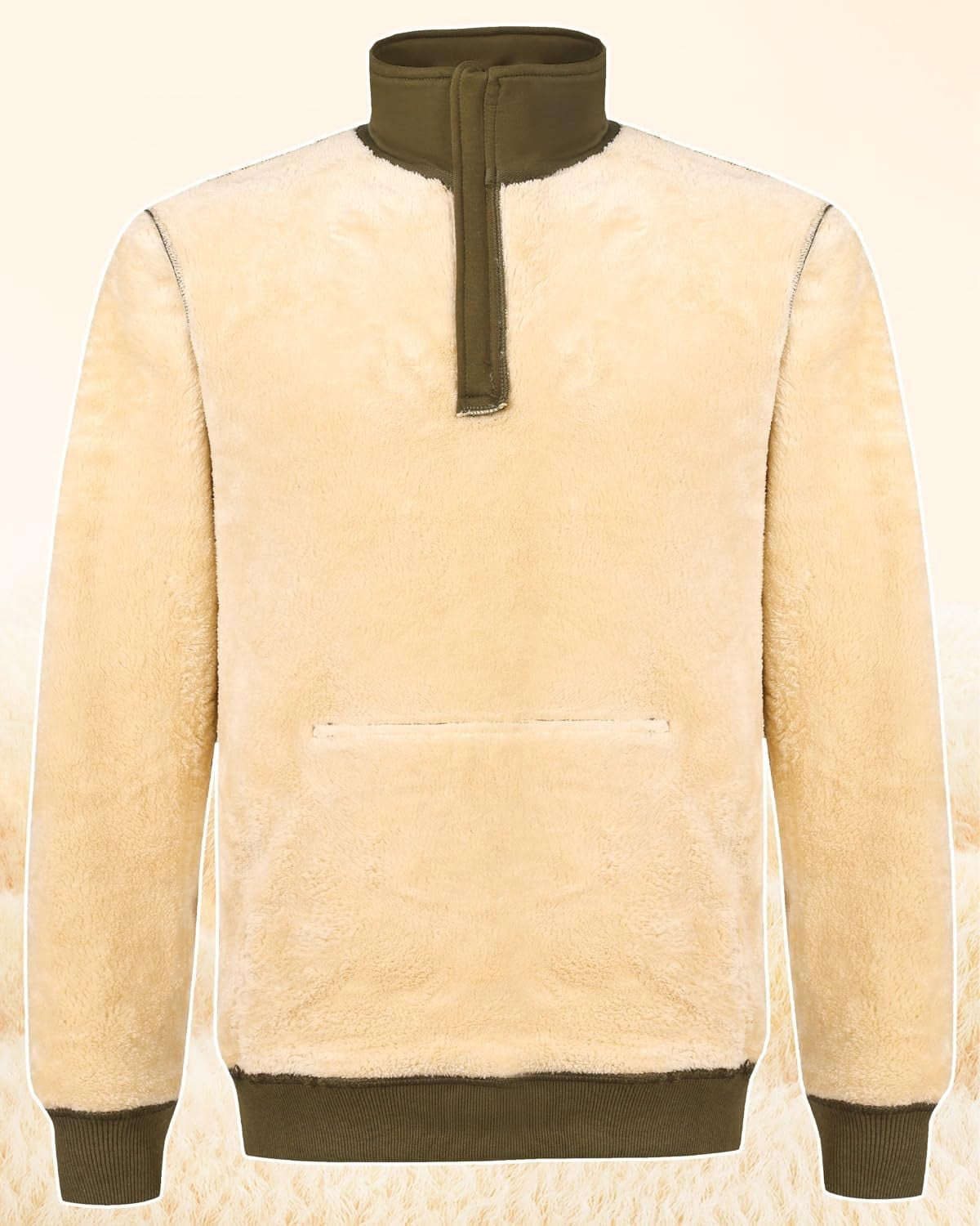 Men's Fleece-Lined Quarter Zip Sweatshirt with Stand Collar and Pocket