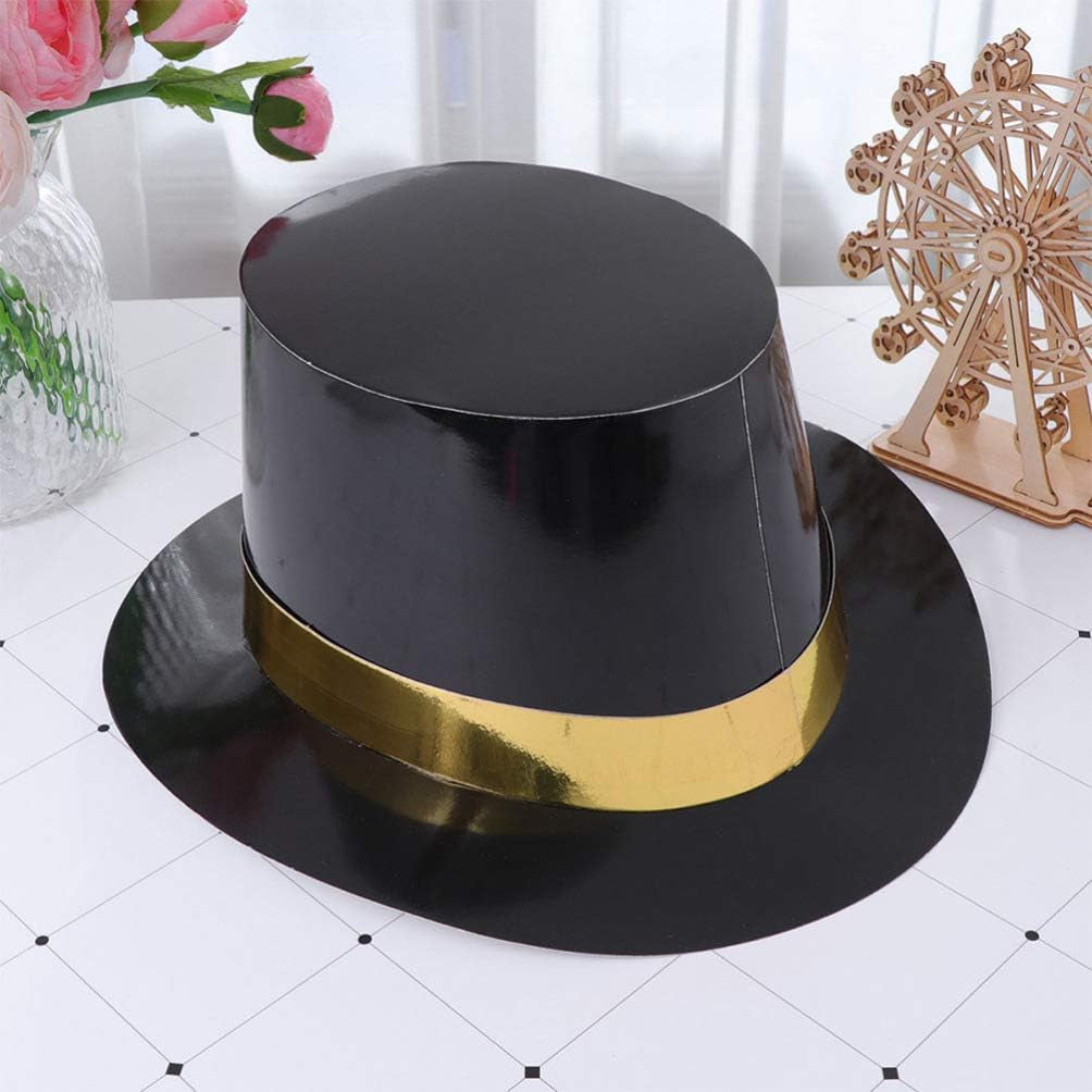 Set of 3 Glittering New Year Top Hats for 2021 Celebration and Cosplay Costumes - Yellow
