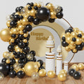 Black and Gold Balloon Arch Kit - 137-Piece Metallic Latex Balloon Garland for Birthday Parties, Weddings, Anniversaries, and Graduations
