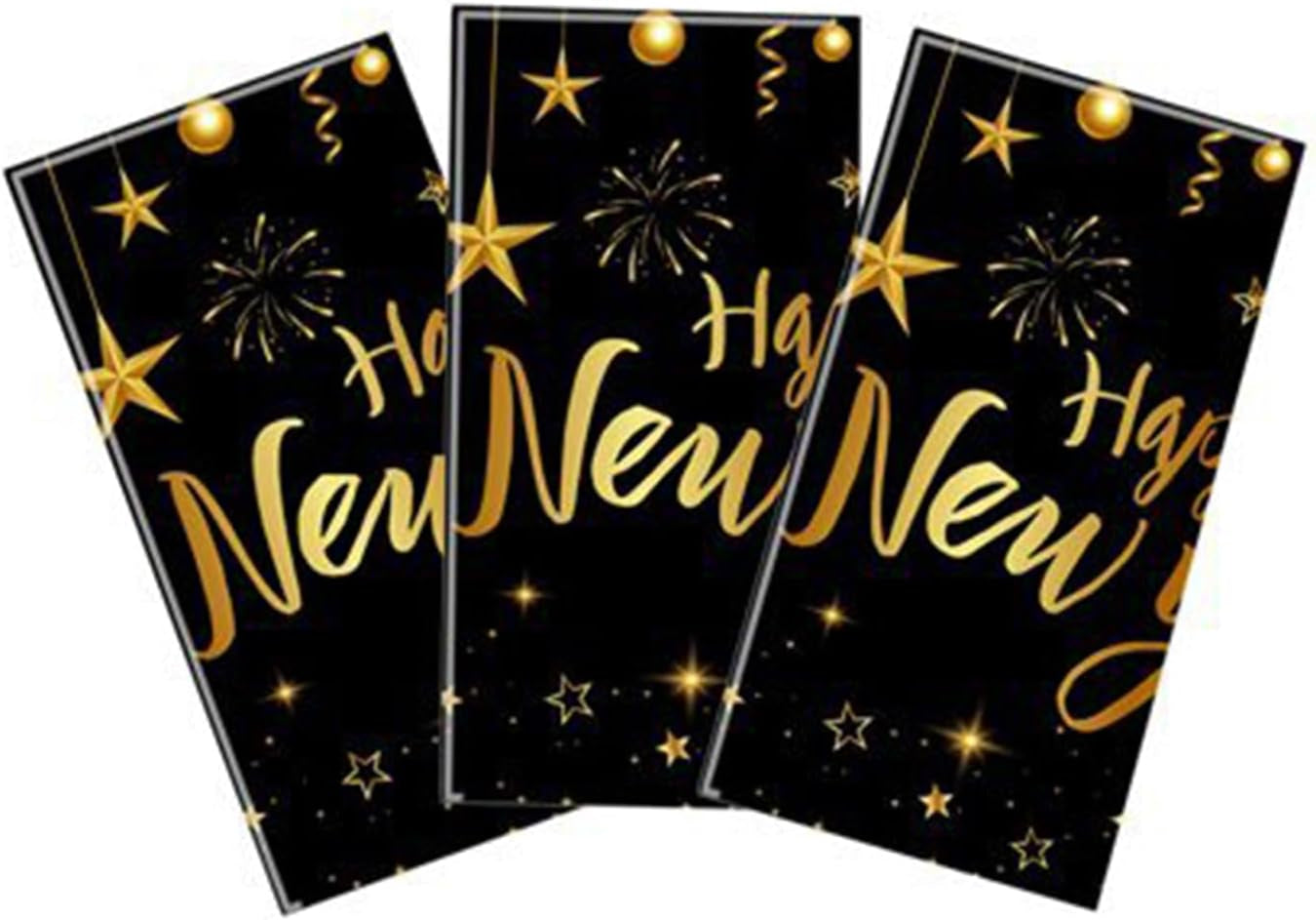 2026 New Year's Eve Black and Gold Rectangular Disposable Tablecloth - 137 x 274 cm Party Supplies