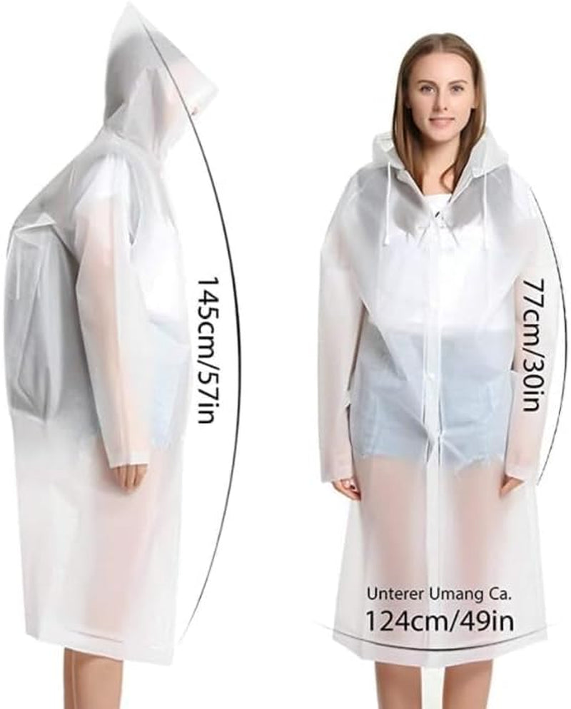 Raincoat Waterproof Adult Ladies Mens, Ideal for Festival, Camping, Hiking, Rain Coat with Hoods and Sleeves