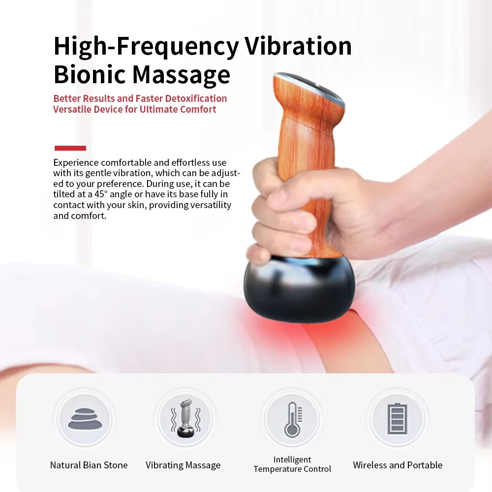 Electric Heating Bian Stone Gua Sha Massager with Hot Compress for Physiotherapy and Body Treatment - Moxibustion Tool for Back and Facial Care