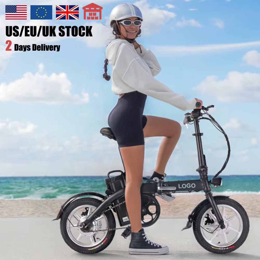 Wholesale 14 Inch Folding Small Ebike Portable 250W US Stock 48V 7.8Ah Disc Brake E Bike Foldable Adult Electric Bike from China