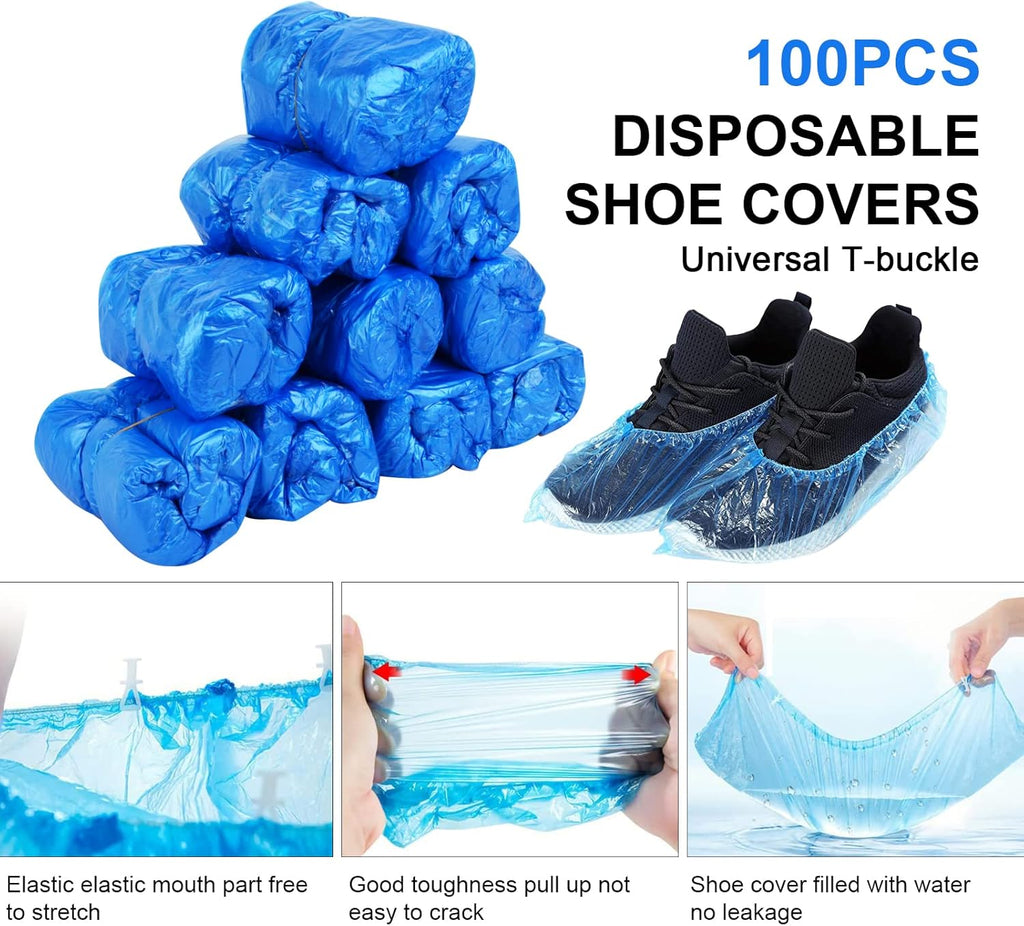 Automatic Shoe Cover Dispenser, Portable Shoe Cover Dispenser with Disposable Plastic Boots and Shoe Covers for Home, Office, Factory (100 PCS)