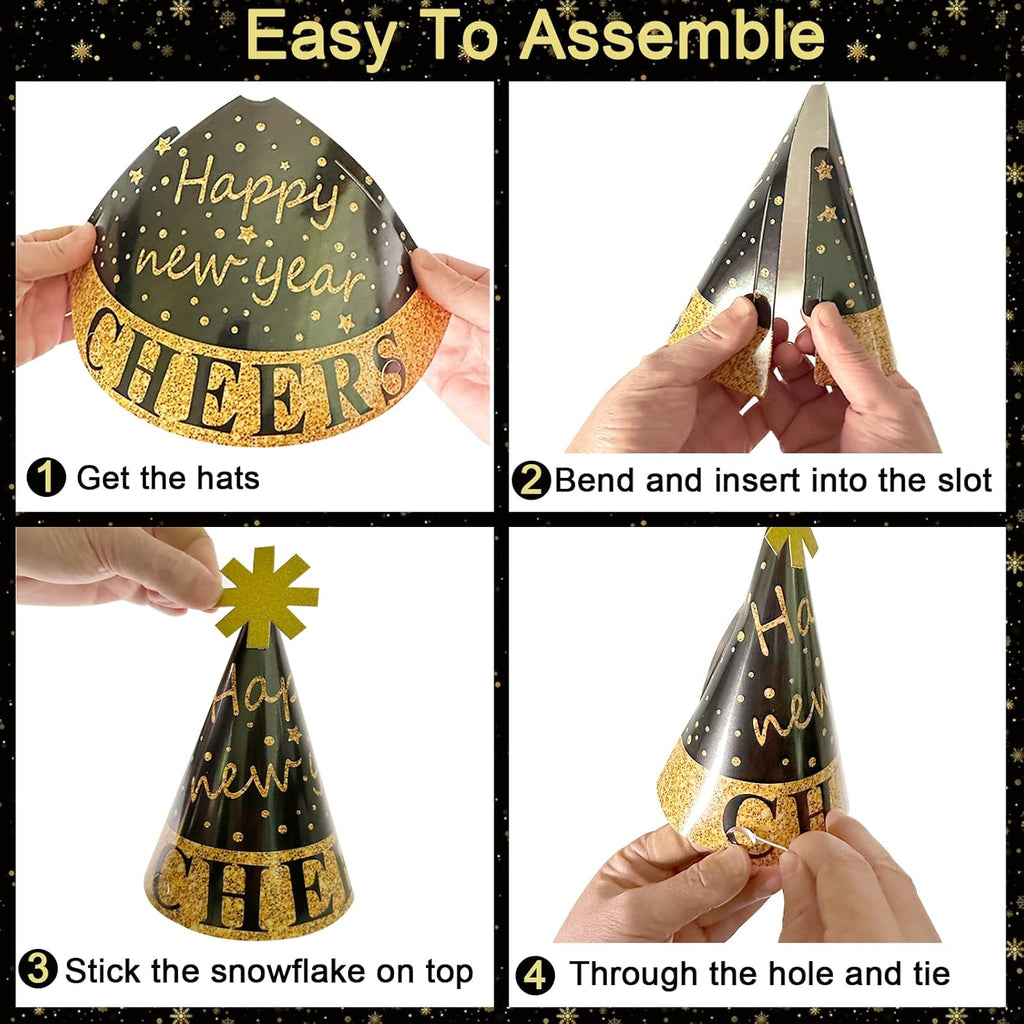 2026 New Year's Eve Party Decorations and Accessories: Hats, Headbands, Photo Booth Props, Paper Eyeglasses, and Blowouts