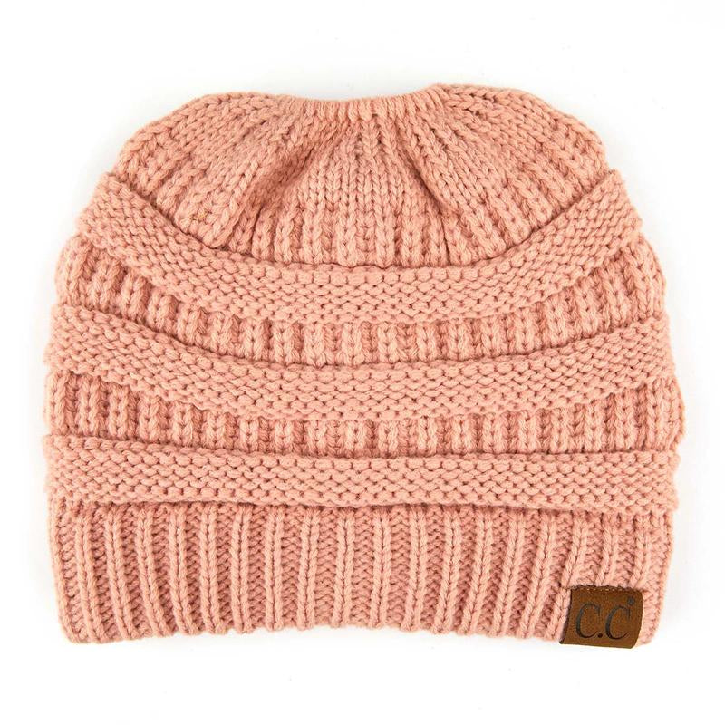 C.C Women’S Ponytail Beanie Tail Hat – Chic & Cozy Knit Winter Hat with High Ponytail Opening, Fashionable Warm Headwear for Fall & Winter