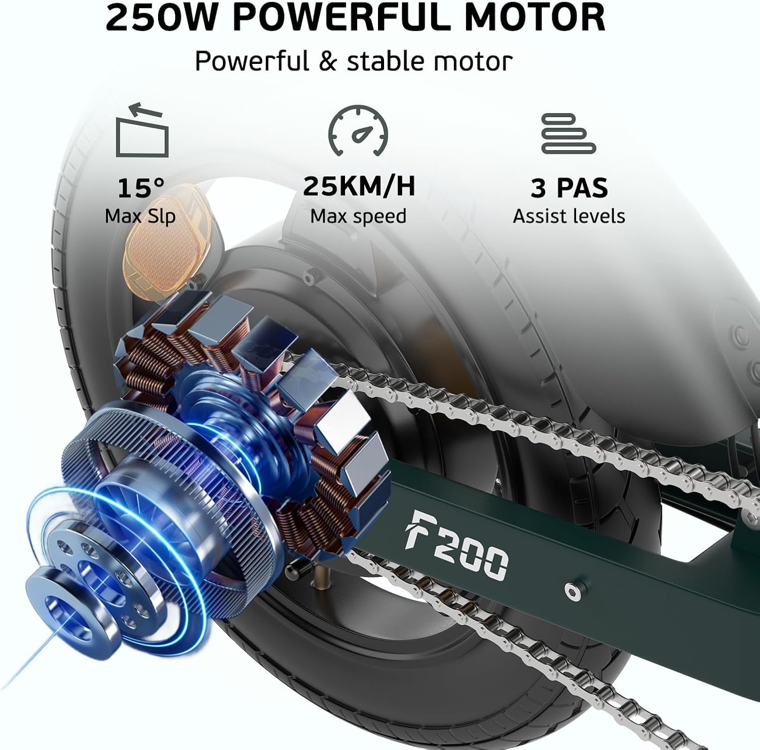 F200 Electric Folding Bicycle - 14" Commuter Ebike with 36V 7.8Ah Battery, 30-Mile Range, Phone Holder, USB Port, and LCD Display, Ideal for Teens and Adults
