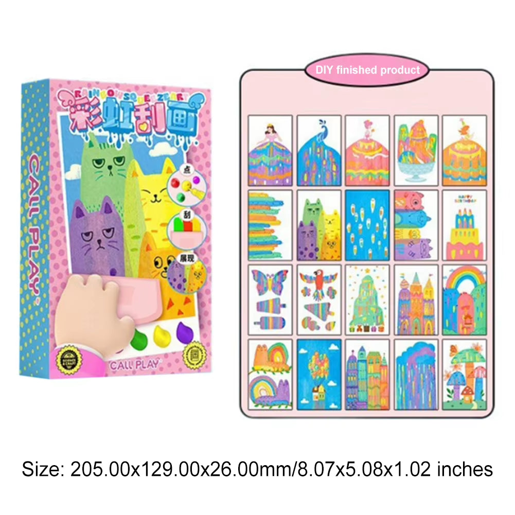 Squeegee Art Kids Paint Kit Dot Painting Art Kits DIY Rainbow Scratch Art for Kids Boys Girls Birthday Christmas Gifts