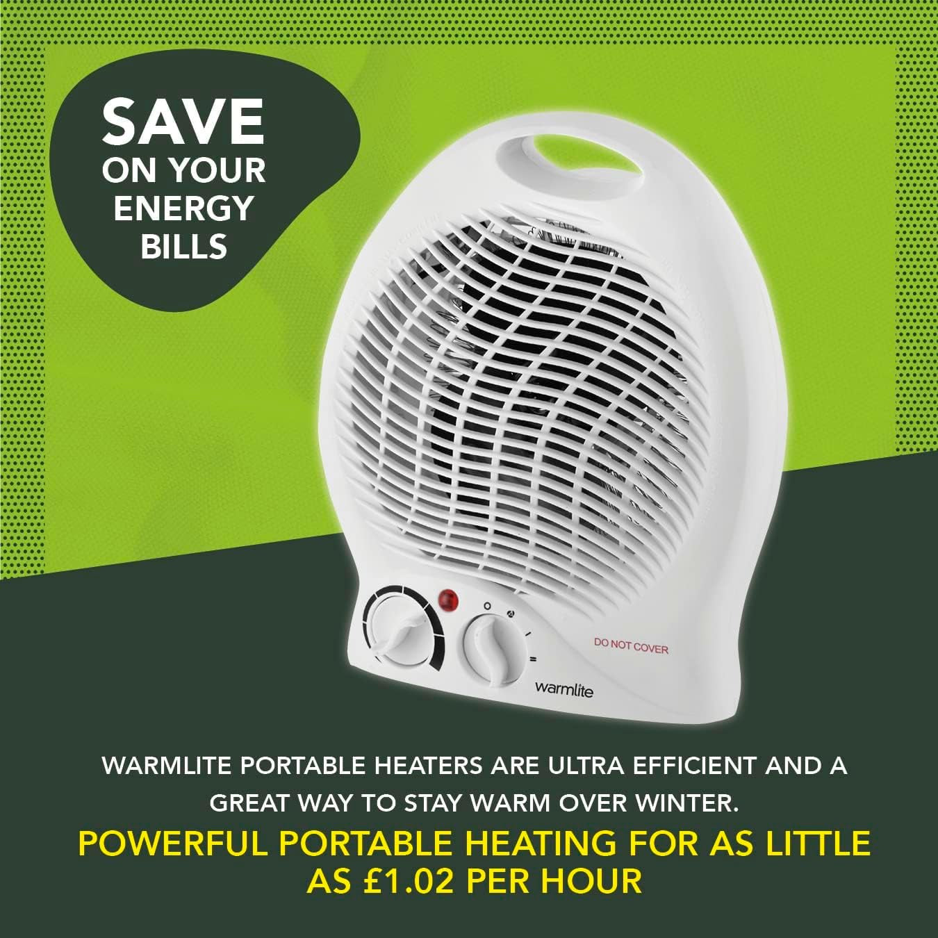 WL44002 Thermo Fan Heater with 2 Heat Settings and Overheat Protection, 2000W, White