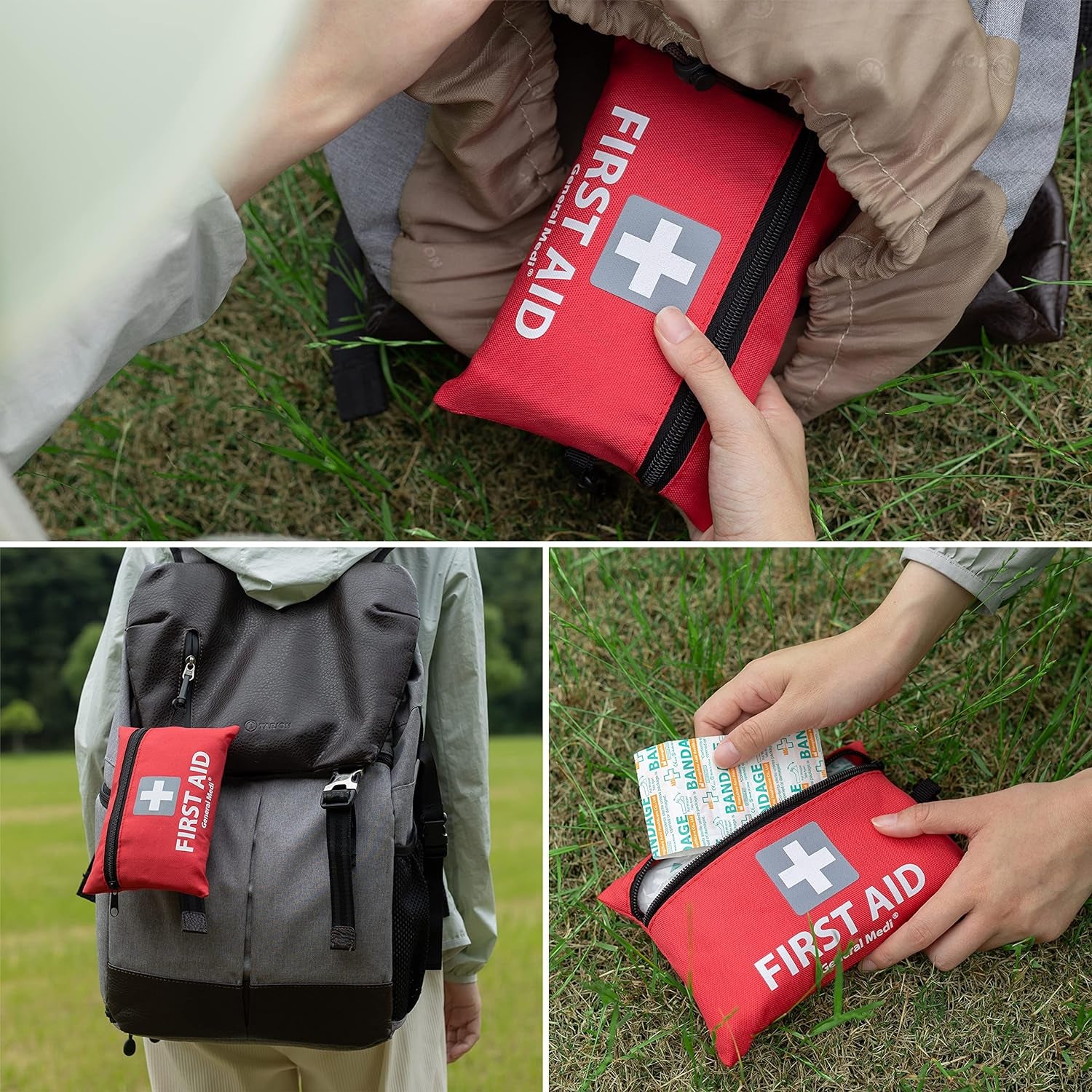 Mini First Aid Kit, 92 Pieces Small First Aid Kit - Includes Emergency Foil Blanket, Scissors for Travel, Home, Office, Vehicle, Camping, Workplace & Outdoor (Red)