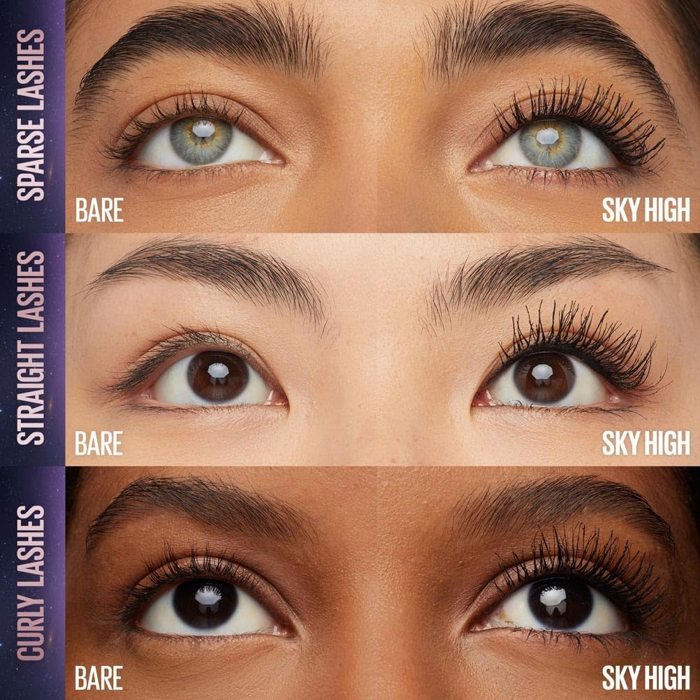 New York Lash Sensational Sky High Mascara, Volumising & Lengthening Mascara, Washable Flake-Free Formula Infused with Bamboo Extract & Fibres, 7.2 Ml, Shade: 01, Very Black