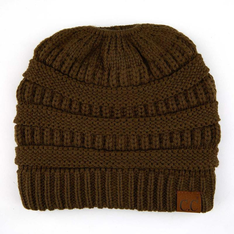 C.C Women’S Ponytail Beanie Tail Hat – Chic & Cozy Knit Winter Hat with High Ponytail Opening, Fashionable Warm Headwear for Fall & Winter