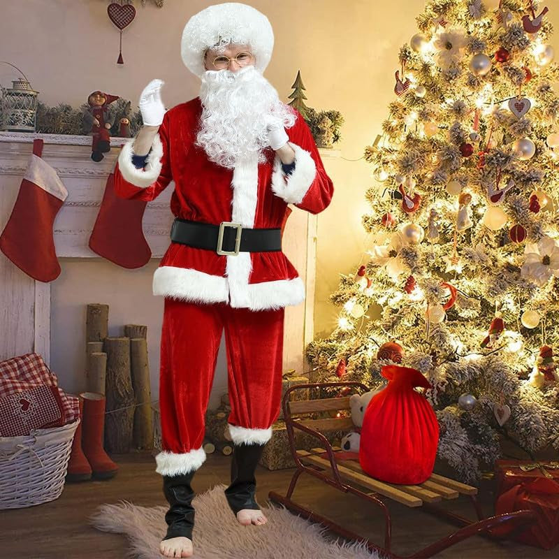 Luxury Deluxe Velvet Santa Claus Costume for Men - Professional Christmas Outfit in Adult Sizes for Holiday Parties