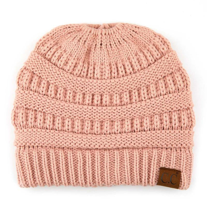 C.C Women’S Ponytail Beanie Tail Hat – Chic & Cozy Knit Winter Hat with High Ponytail Opening, Fashionable Warm Headwear for Fall & Winter