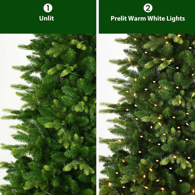 Transform Your Holidays with the SHareconn 6/7.5FT Prelit Artificial Christmas Tree – Featuring 12 Lighting Modes, Warm White Lights, and a Rotating Stand for a Magical Touch!