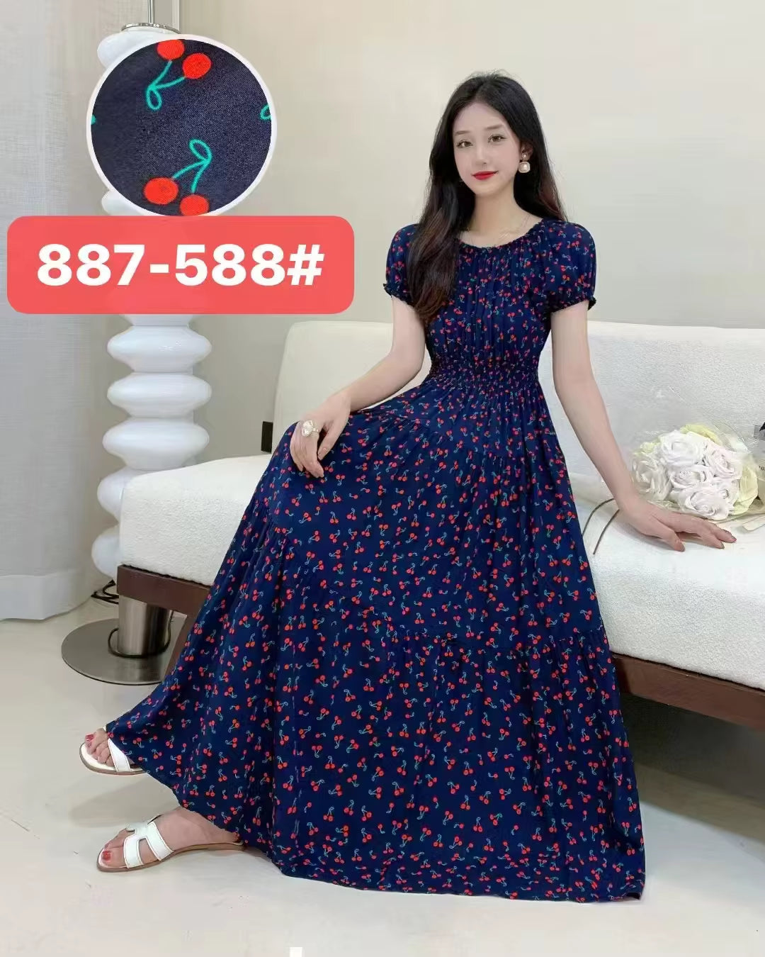 Summer Dress Women Cotton Linen Floral Vintage Oversized Korean Vestido Feminino Print Robe Off-Shoulder Casual Dresses