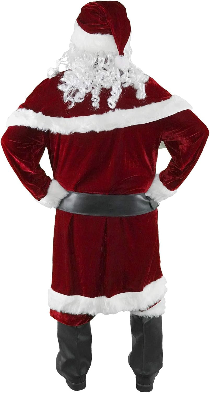 Deluxe Velvet Santa Claus Costume for Men - 12-Piece Christmas Set