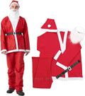 5-Piece Adult Santa Claus Costume Set for Men, Unisex Felt Cosplay Outfit for Christmas Celebrations, Red/White