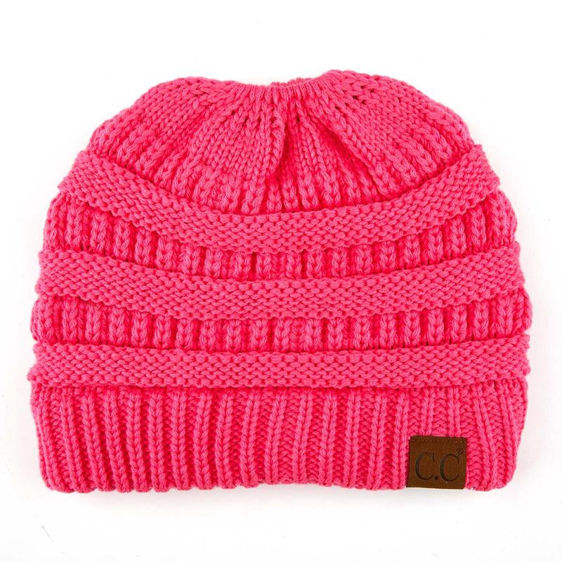 C.C Women’S Ponytail Beanie Tail Hat – Chic & Cozy Knit Winter Hat with High Ponytail Opening, Fashionable Warm Headwear for Fall & Winter
