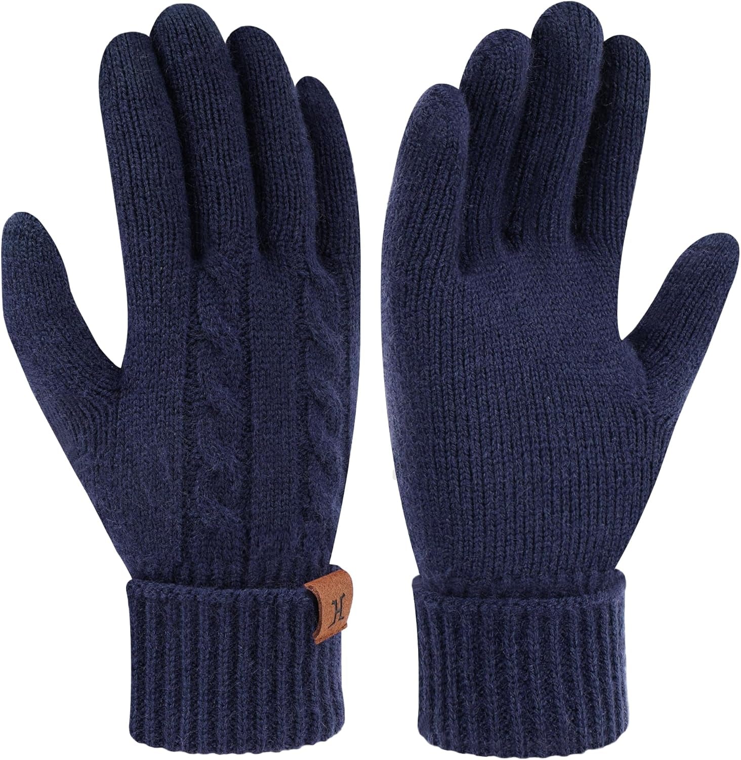 Women's Thermal Knit Touch Screen Gloves with Elastic Cuff for Cold Weather Gifts