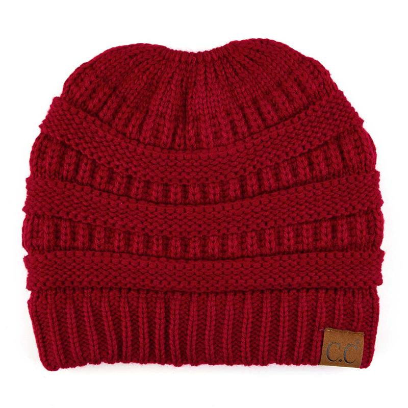 C.C Women’S Ponytail Beanie Tail Hat – Chic & Cozy Knit Winter Hat with High Ponytail Opening, Fashionable Warm Headwear for Fall & Winter
