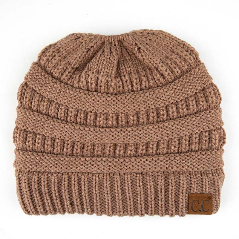 C.C Women’S Ponytail Beanie Tail Hat – Chic & Cozy Knit Winter Hat with High Ponytail Opening, Fashionable Warm Headwear for Fall & Winter