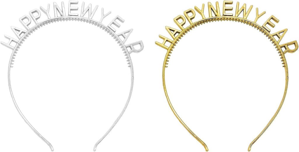 2Pcs Happy New Year Headband New Year Eve Headband Celebration Hairhoop Party Supplies Hair Accessories for Festival Holiday Party
