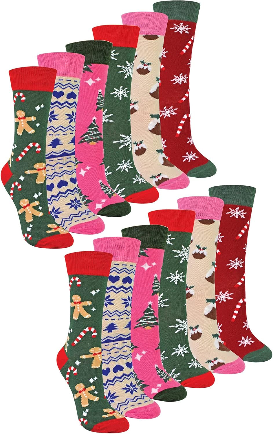 Ladies Christmas Socks |  | Womens Colourful Novelty Design Xmas Socks | Gift for Her