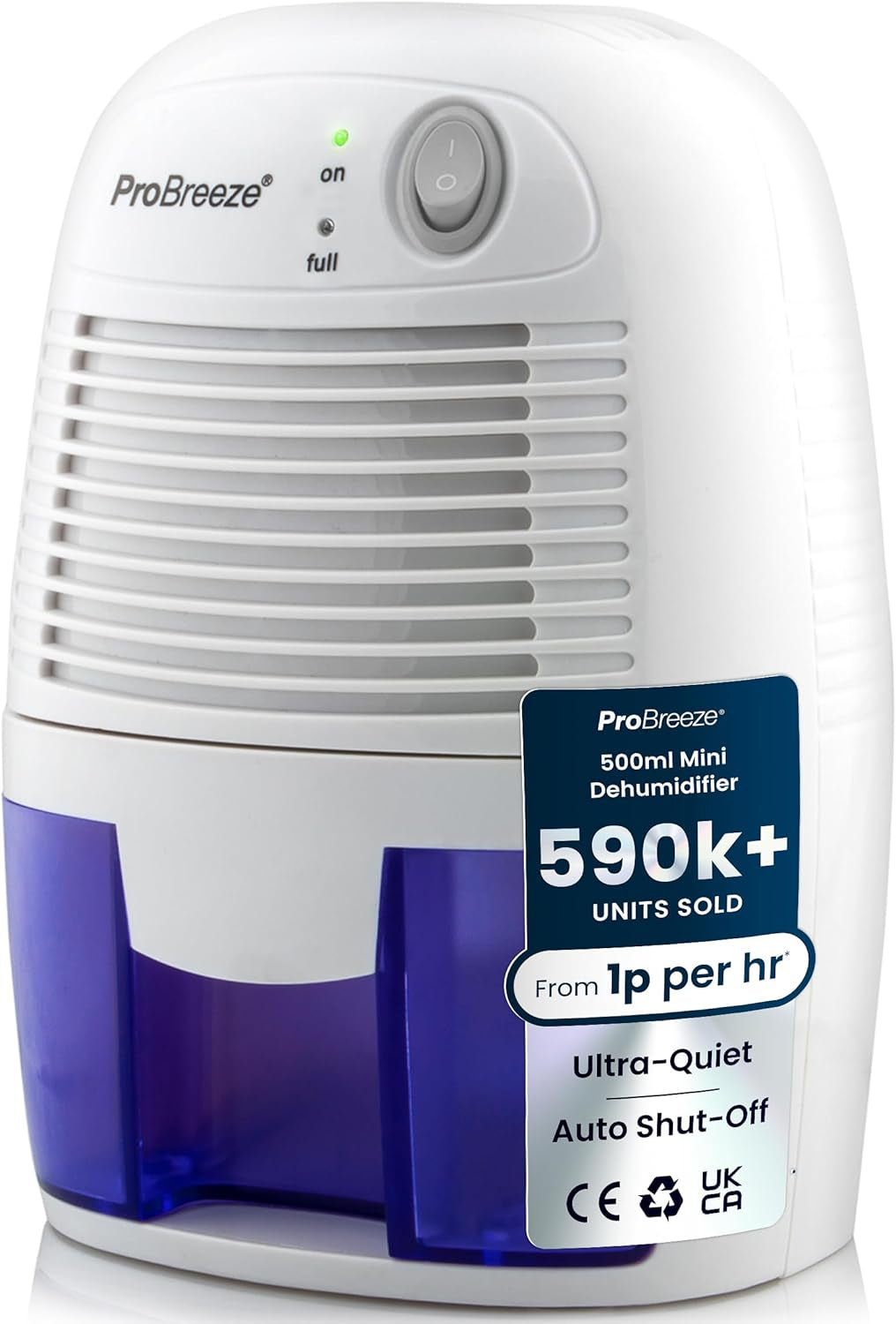 ® 500Ml Premium Dehumidifier for Damp, Mould, Moisture in Home, Kitchen, Bedroom, Caravan, Office, Garage (White & Blue, 500Ml)