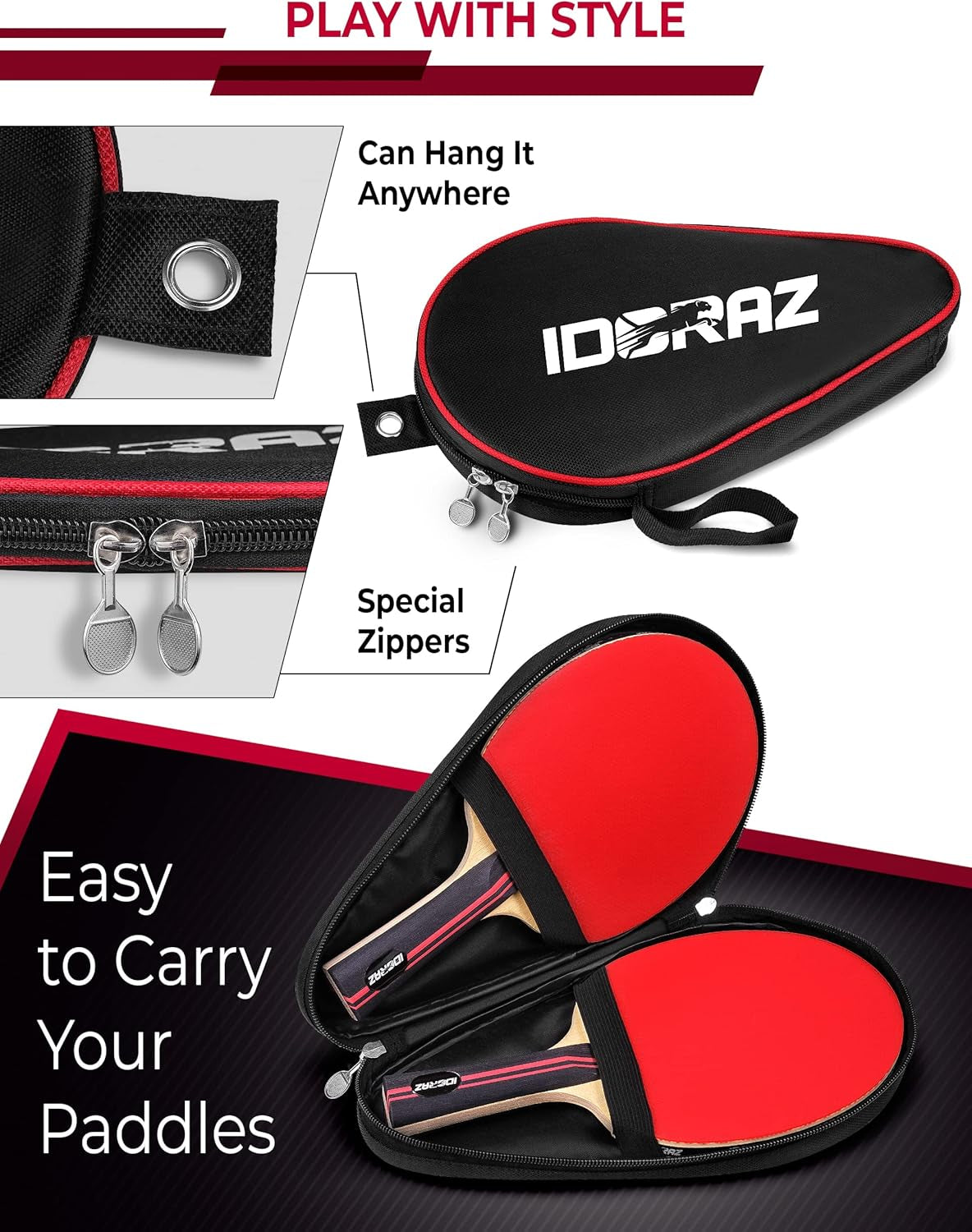 Ping Pong Paddle Professional Racket - Table Tennis Racket with Carrying Case - ITTF Approved Rubber for Tournament Play - Best Table Tennis Paddle