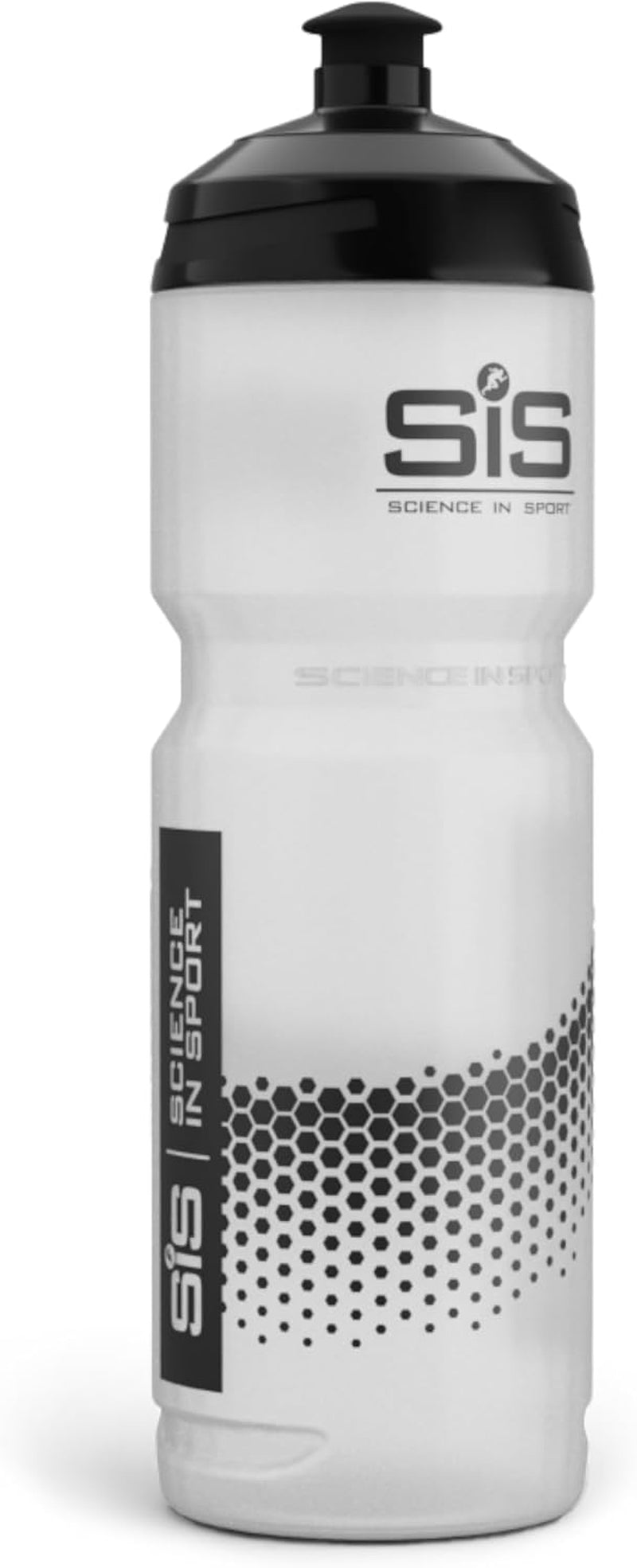 SIS Clear Sports Water Bottle, Plastic Water Bottle, Black Logo, Transparent Colour, 800 Ml