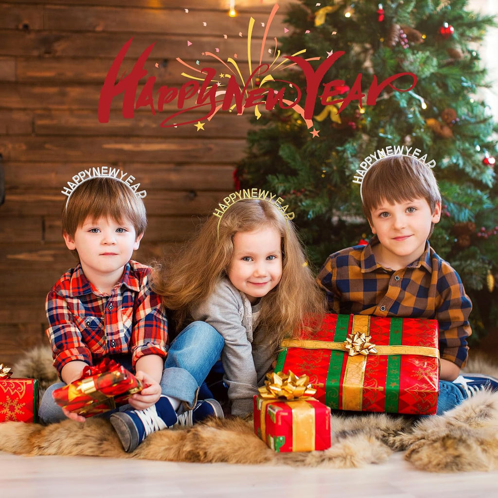 2Pcs Happy New Year Headband New Year Eve Headband Celebration Hairhoop Party Supplies Hair Accessories for Festival Holiday Party