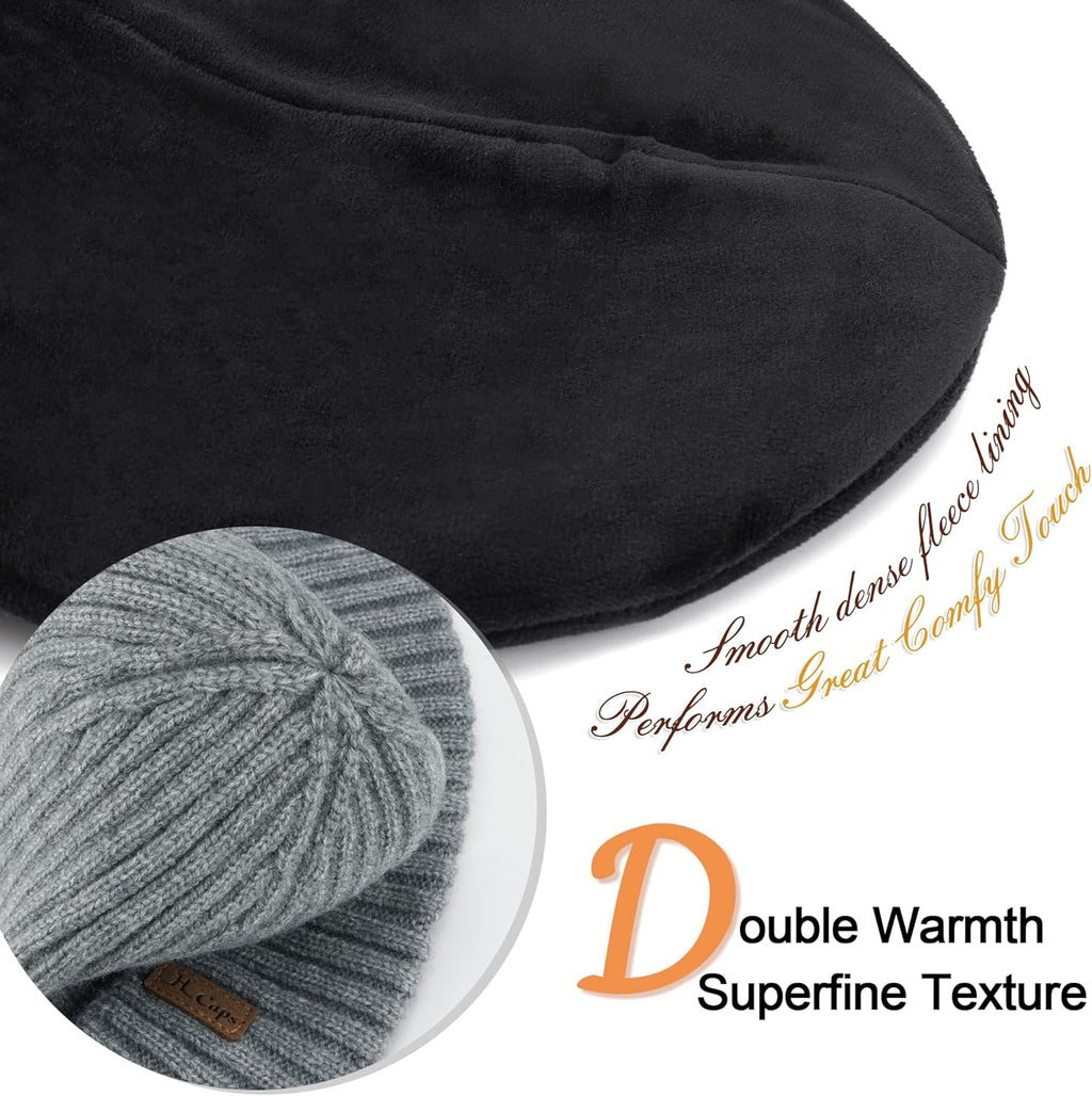 Men's Knitted Winter Beanie Hats - Slouchy Skull Caps with Fleece Lining for Cold Weather