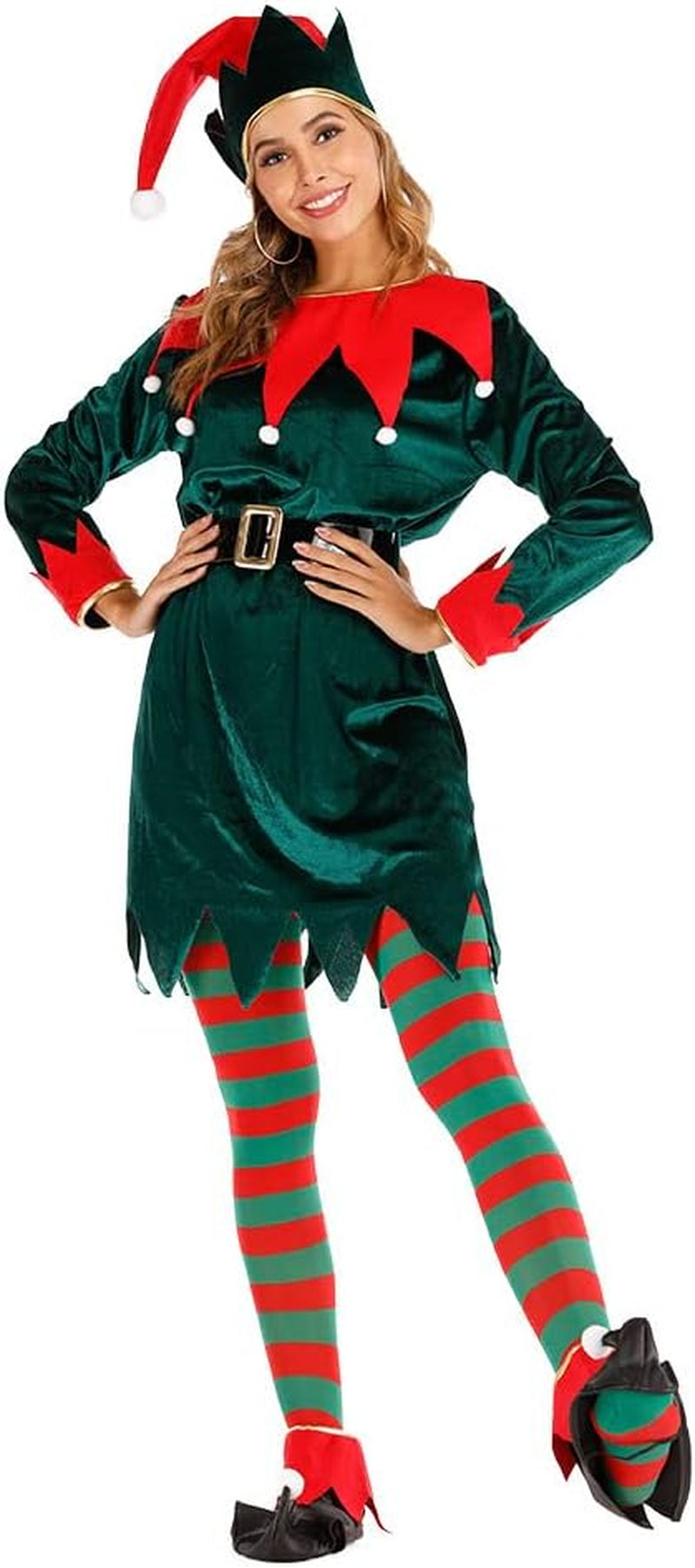 Adult Deluxe Unisex Elf Costume - Santa Cosplay Suit for Christmas Celebrations and Parties