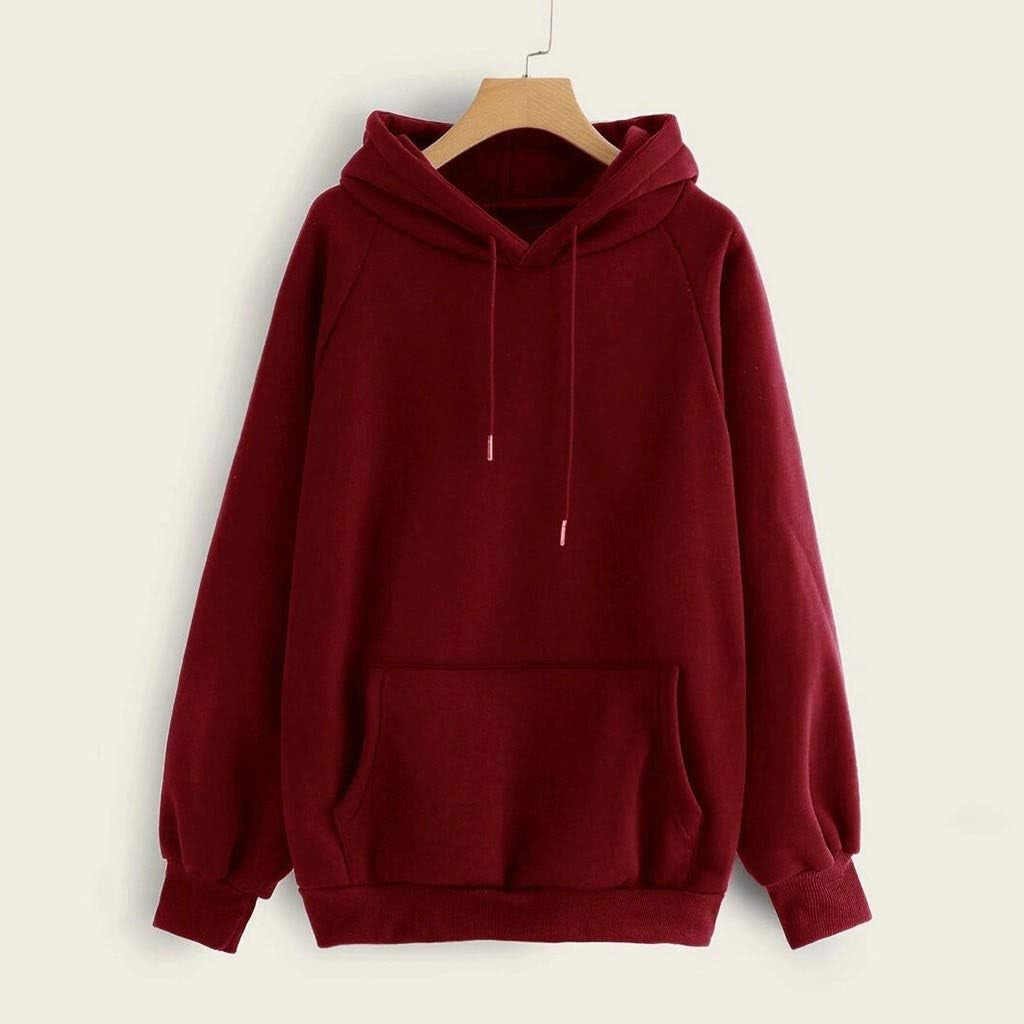 Oversized Hoodies for Women - Casual Loose Fit Long Sleeve Sweatshirts with Pockets, Plus Size Solid Color Drawstring Fleece Jackets on Clearance