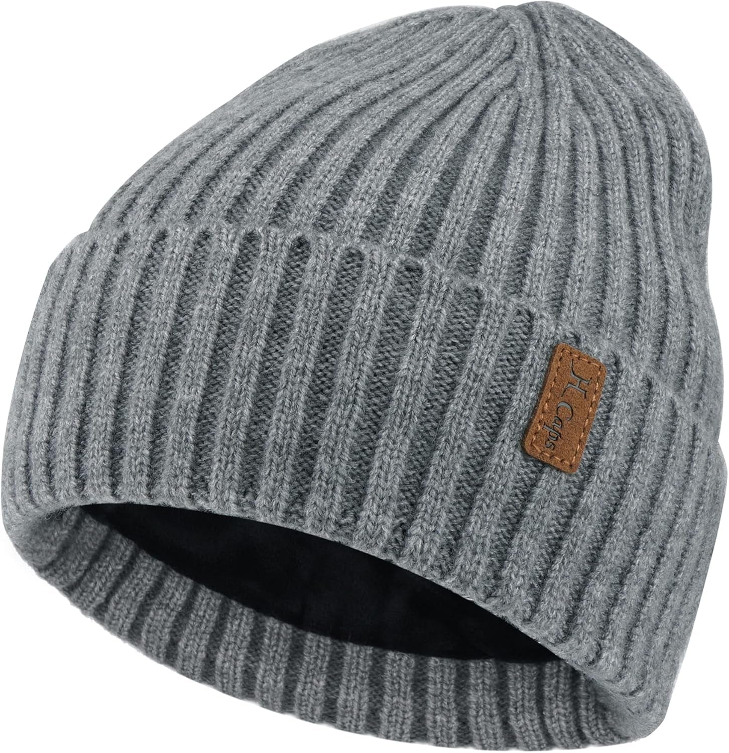 Men's Knitted Winter Beanie Hats - Slouchy Skull Caps with Fleece Lining for Cold Weather