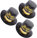 Set of 3 Glittering New Year Top Hats for 2021 Celebration and Cosplay Costumes - Yellow