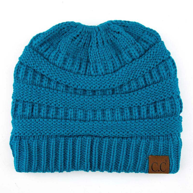 C.C Women’S Ponytail Beanie Tail Hat – Chic & Cozy Knit Winter Hat with High Ponytail Opening, Fashionable Warm Headwear for Fall & Winter