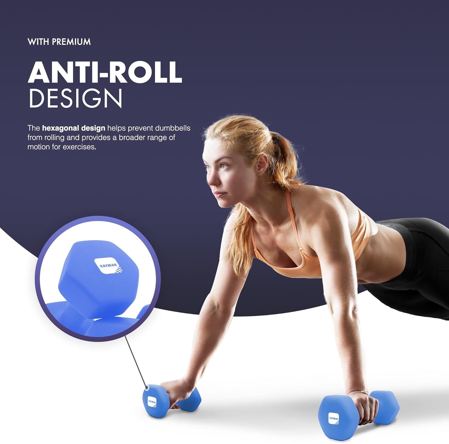 Neoprene Dumbbells Pair with Anti-Slip Grip,Hex Edges,Water-Resistant Surface & Workout Poster-Weight Set for Home, Gym & Fitness (1Kg 2Kg 3Kg 4Kg 5Kg 6Kg 8Kg 10Kg)