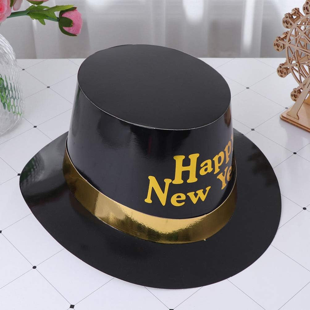 Set of 3 Glittering New Year Top Hats for 2021 Celebration and Cosplay Costumes - Yellow