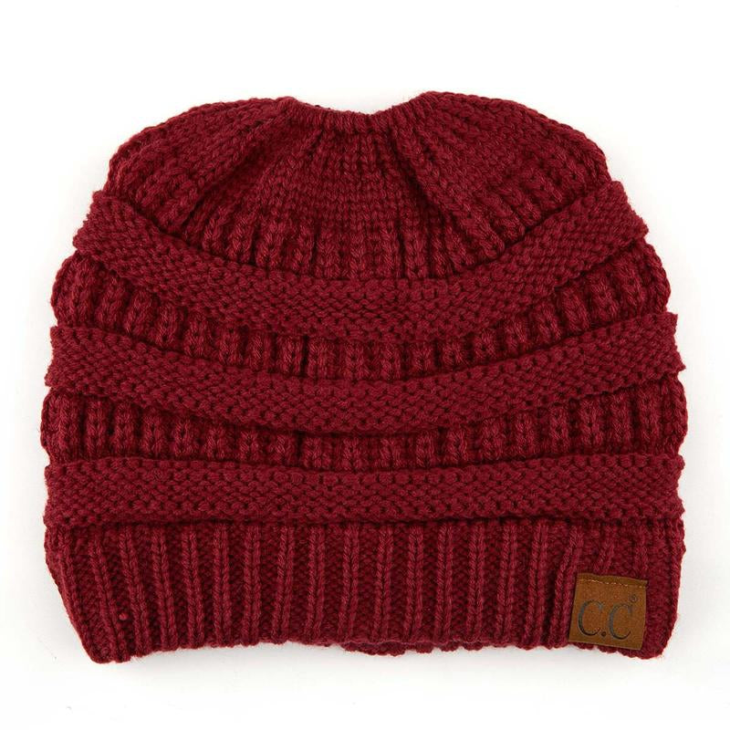 C.C Women’S Ponytail Beanie Tail Hat – Chic & Cozy Knit Winter Hat with High Ponytail Opening, Fashionable Warm Headwear for Fall & Winter