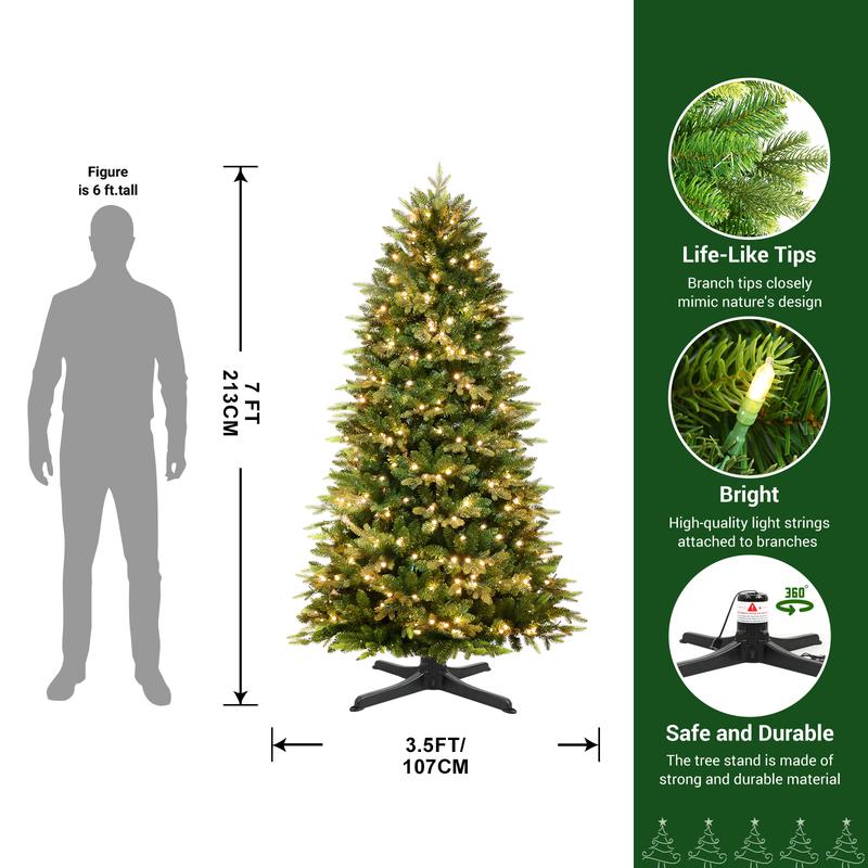 Transform Your Holidays with the SHareconn 6/7.5FT Prelit Artificial Christmas Tree – Featuring 12 Lighting Modes, Warm White Lights, and a Rotating Stand for a Magical Touch!