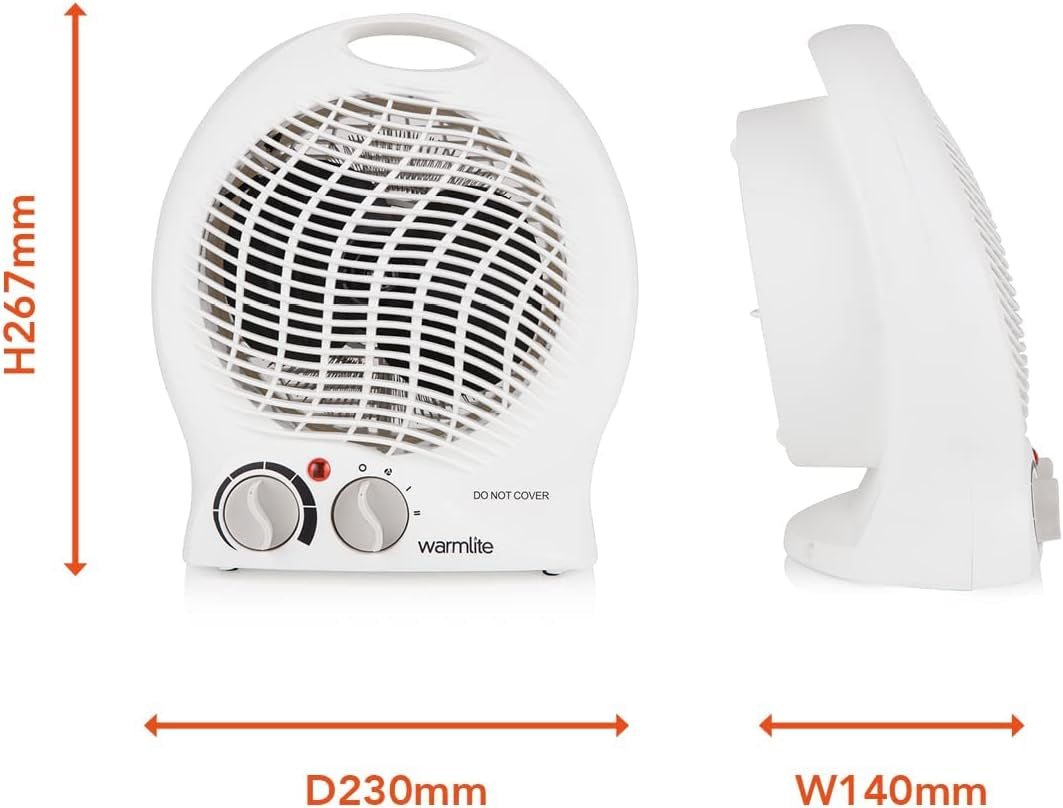 WL44002 Thermo Fan Heater with 2 Heat Settings and Overheat Protection, 2000W, White