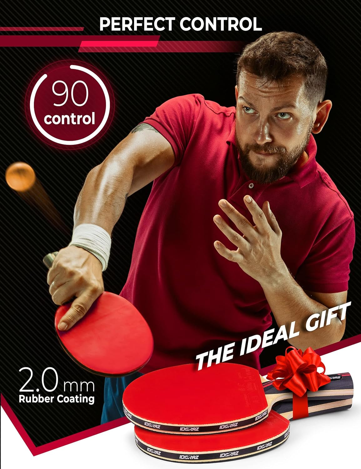 Ping Pong Paddle Professional Racket - Table Tennis Racket with Carrying Case - ITTF Approved Rubber for Tournament Play - Best Table Tennis Paddle