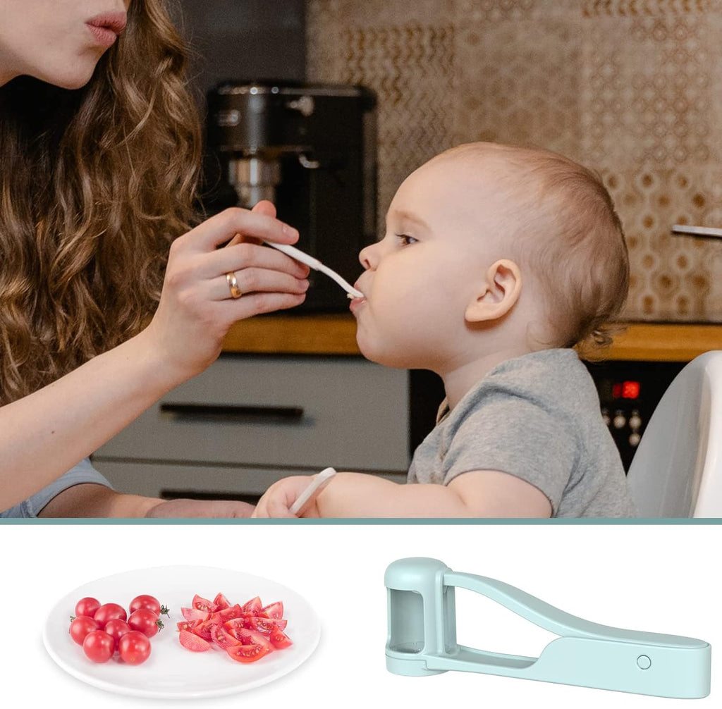 Grape Cutter for Toddlers, Grape Slicer for Baby, Grape Tomato Cherry Strawberry Cutter Tools into 4 Pieces for Vegetable Fruit Salad, Stainless Steel Quarter Grape Slicer Kitchen Gadget
