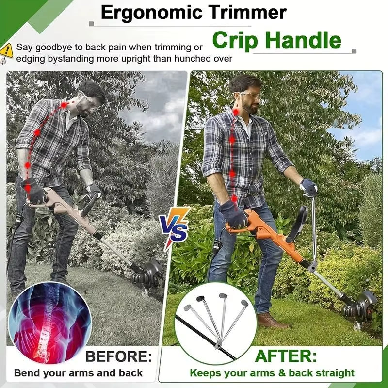 Ergonomic Weed Eater Handle Grip - Lawn Trimmer Extension with Bracket Clamp, Comfortable Weeder Handle for String Trimmer