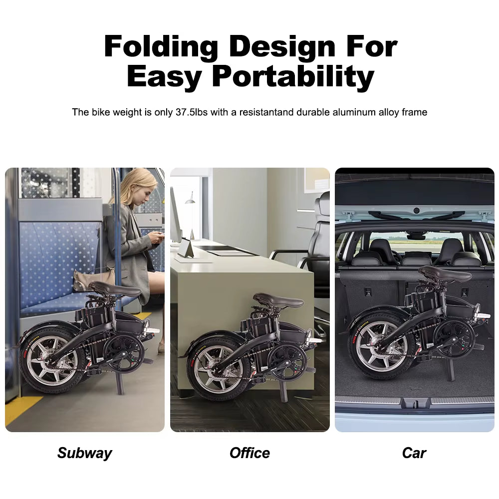 Wholesale 14 Inch Folding Small Ebike Portable 250W US Stock 48V 7.8Ah Disc Brake E Bike Foldable Adult Electric Bike from China