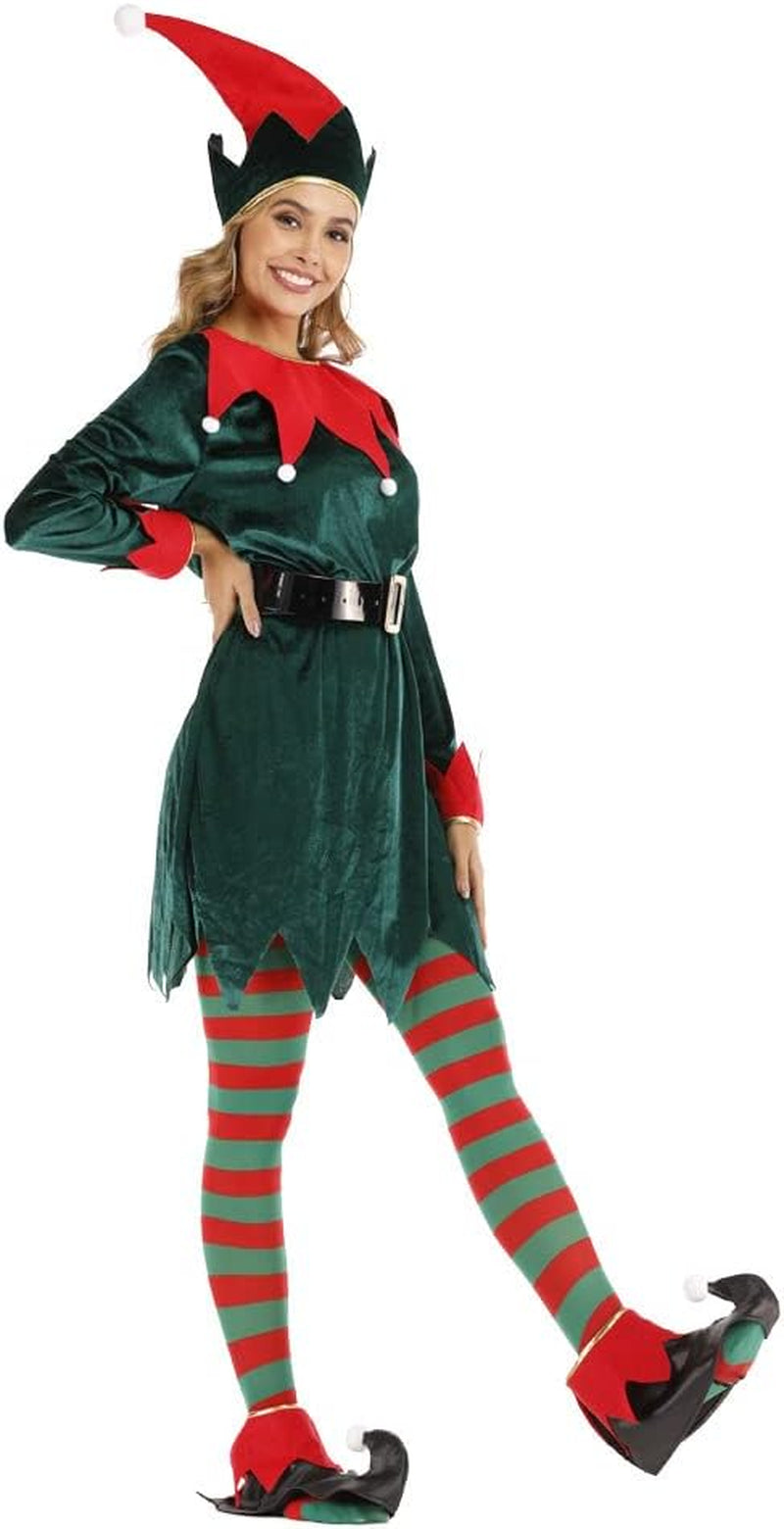 Adult Deluxe Unisex Elf Costume - Santa Cosplay Suit for Christmas Celebrations and Parties